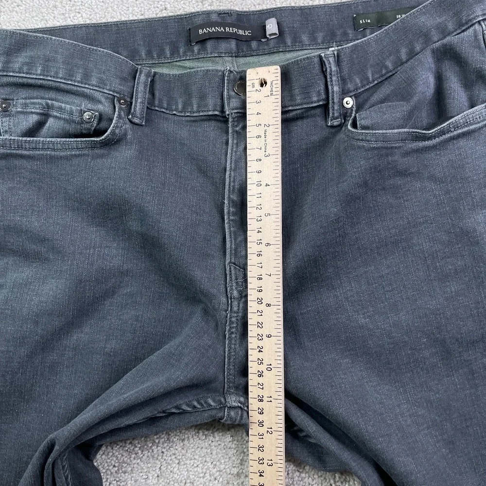 Banana Republic Jeans Mens 36x32 Gray‎ Black Slim Rapid Movement Denim Stretch